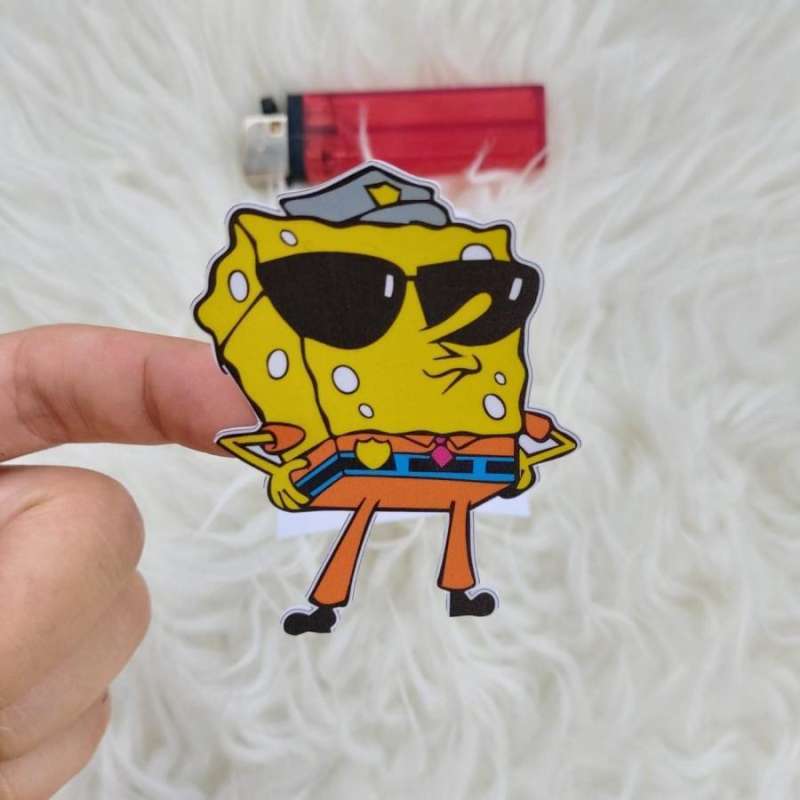 Jual Stiker Vinyl Karakter Spongebob Kacamata Motor Laptop Case Hp