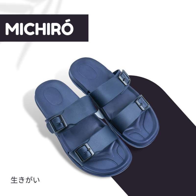 Michiro Sendal Slippers Sandal Pria Korea Lembut Nyaman Empuk Two Strap  Slip-on Sandals