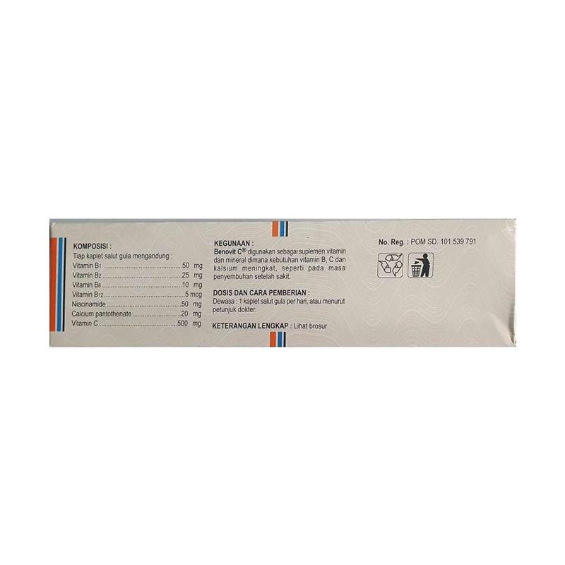 Jual Benovit C 500mg Vitamin C With B Komplek Multivitamin 10 Kaplet Strip Online Oktober 2020 Blibli Com