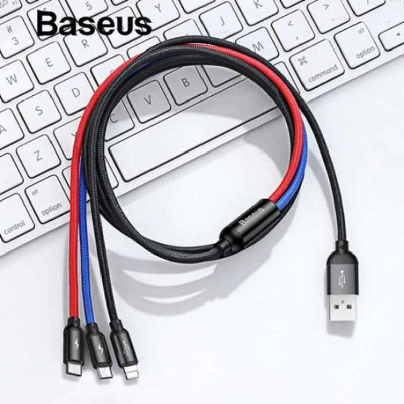 Jual Baseus 3 In 1 Kabel Charger Micro Usb Type C Lightning 3 5a 1 2m Online Oktober 2020 Blibli Com