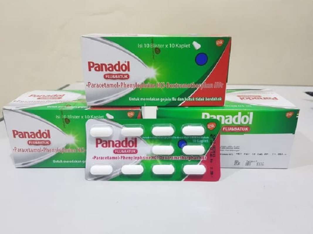 panadol flu batuk 1 box 10 catch cover 1 blister 10 tablet hijau
