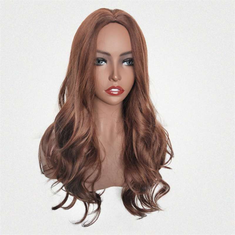 Buy Middle Part Lace Synthetic Wigs With For Women Long Wavy Natural Hair  Temperature Ombre Brown Glueless Cosplay Fake Hair Wigs ｜Whole Wig-Fordeal  | Reddish Brown Wigs For Women, Long Curly Synthetic