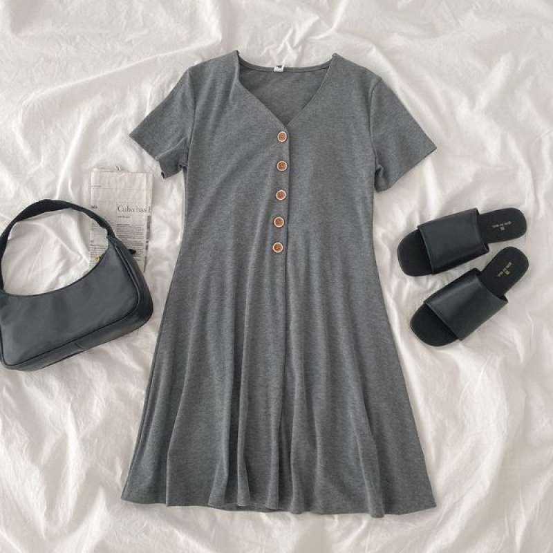 Promo IELGY Solid color dress summer di 