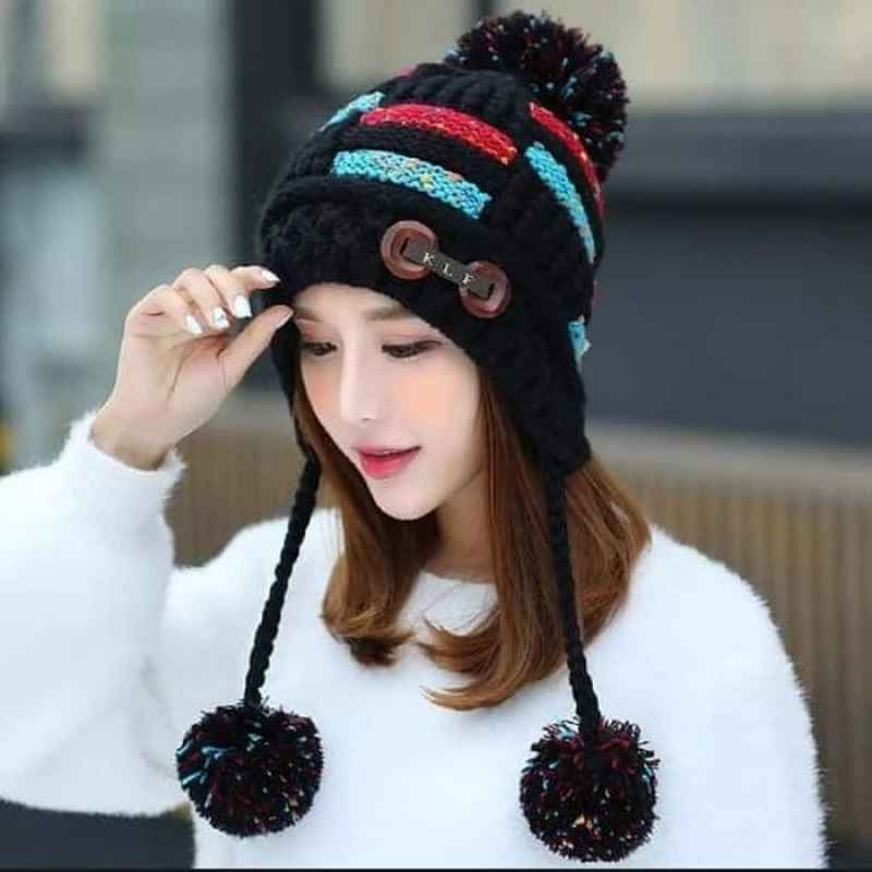 Topi beanie wanita korea musim dingin 