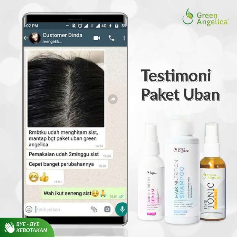 Jual Paket Penghitam Rambut Uban Hasil Maksimal Secara Permanen Green Angelica Alami 100 Isi 3 Botol Online Oktober 2020 Blibli Com