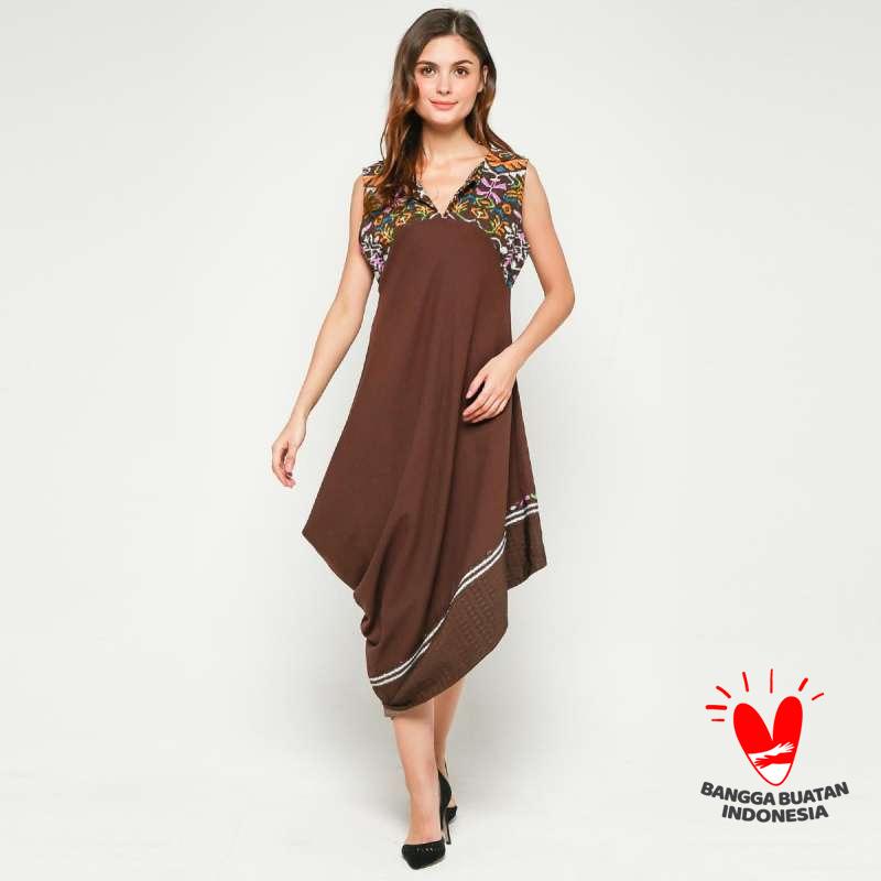 Jual Dress Batik Kombinasi Panjang Maxi Long Dres Modern Kontemporer Linen Asimetris Gesyal Cocok Untuk Urban People Online Maret 2021 Blibli