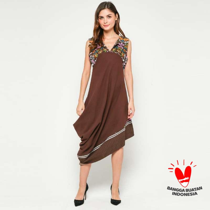 Jual Dress Batik Kombinasi Panjang Maxi Long Dres Modern Kontemporer Linen Asimetris Gesyal Cocok Untuk Urban People Terbaru Juni 2021 Blibli