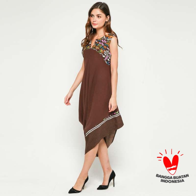 Jual Dress Batik Kombinasi Panjang Maxi Long Dres Modern Kontemporer Linen Asimetris Gesyal Cocok Untuk Urban People Terbaru Juni 2021 Blibli