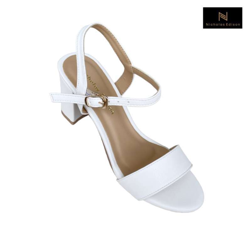 Promo Nicholas Edison Sandal Heel Vara White Sandal Block Heels
