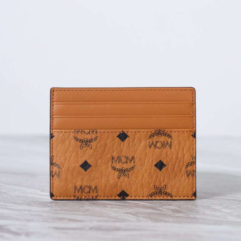 MCM Mini Original Card Holder in Cognac Visetos Leather
