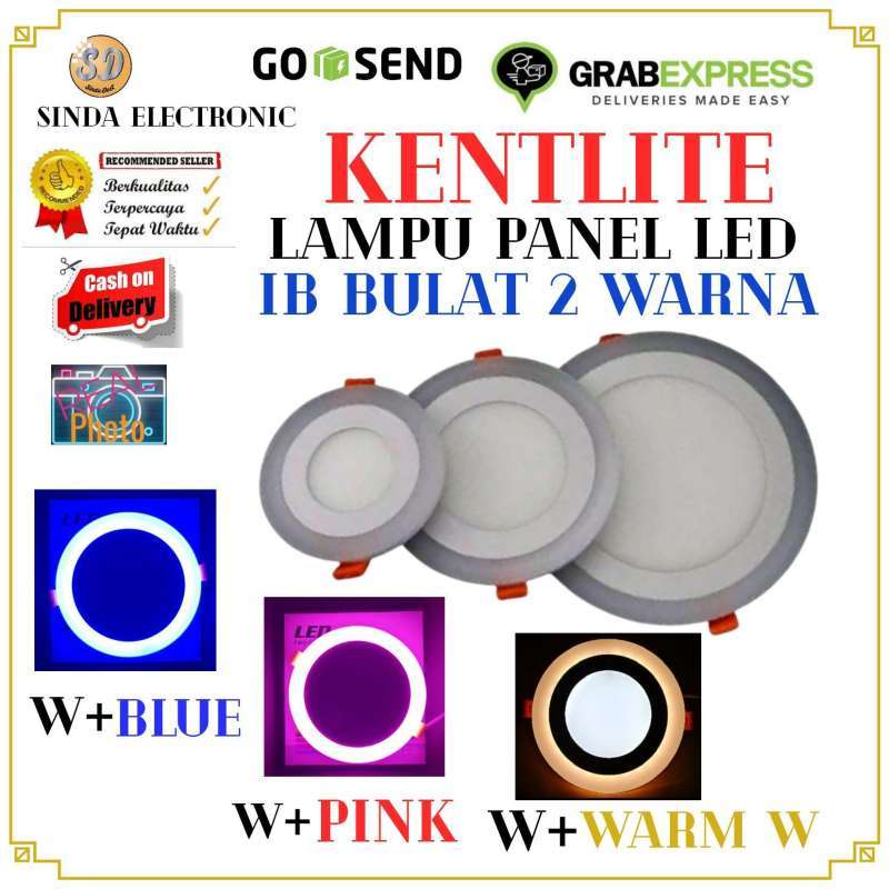 kentlite lampu panel led 2 warna white dan blue ib bulat 6w 3w downlight led panel 2 warna 6w putih dan 3w biru