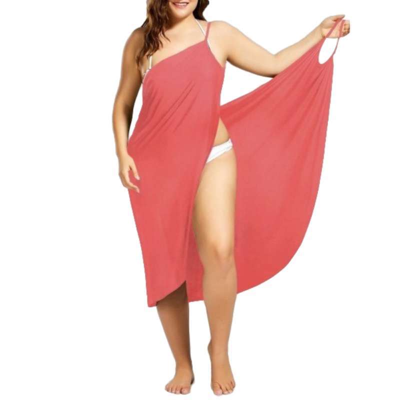 Solid Color Wrap Dress Bikini Cover 
