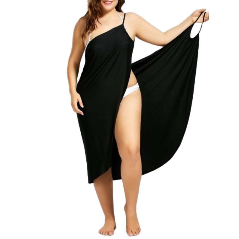 Solid Color Wrap Dress Bikini Cover Up 