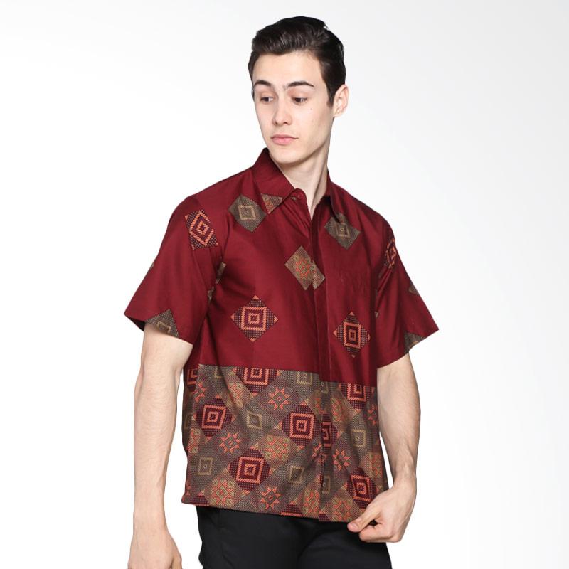 Batik Rengganis Samak Kemeja Pria - Maroon