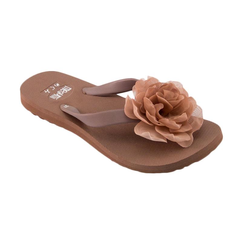 Megumi Carnation Sandal Flip Flop Wanita - Brown