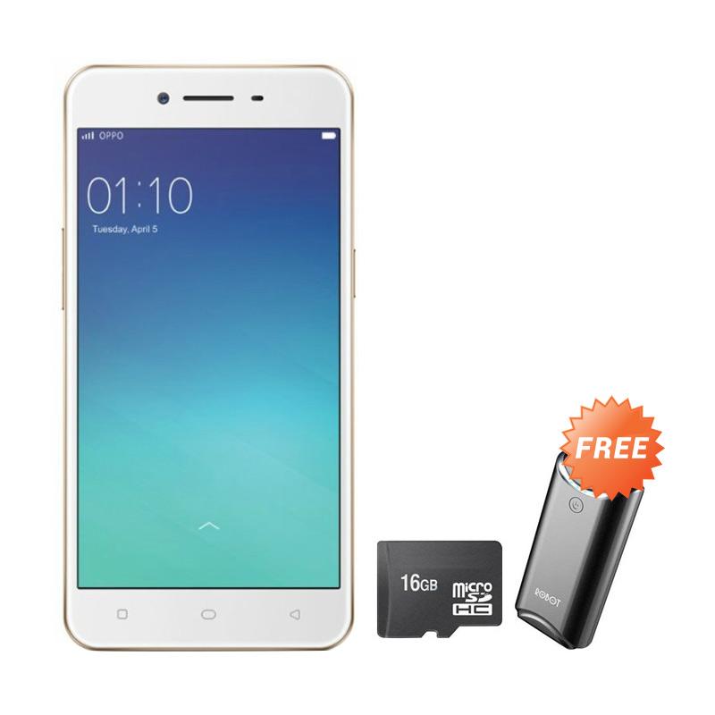 OPPO A37 Smartphone - Gold [16GB/ 2GB] + Free Powerbank + MMC 16 GB