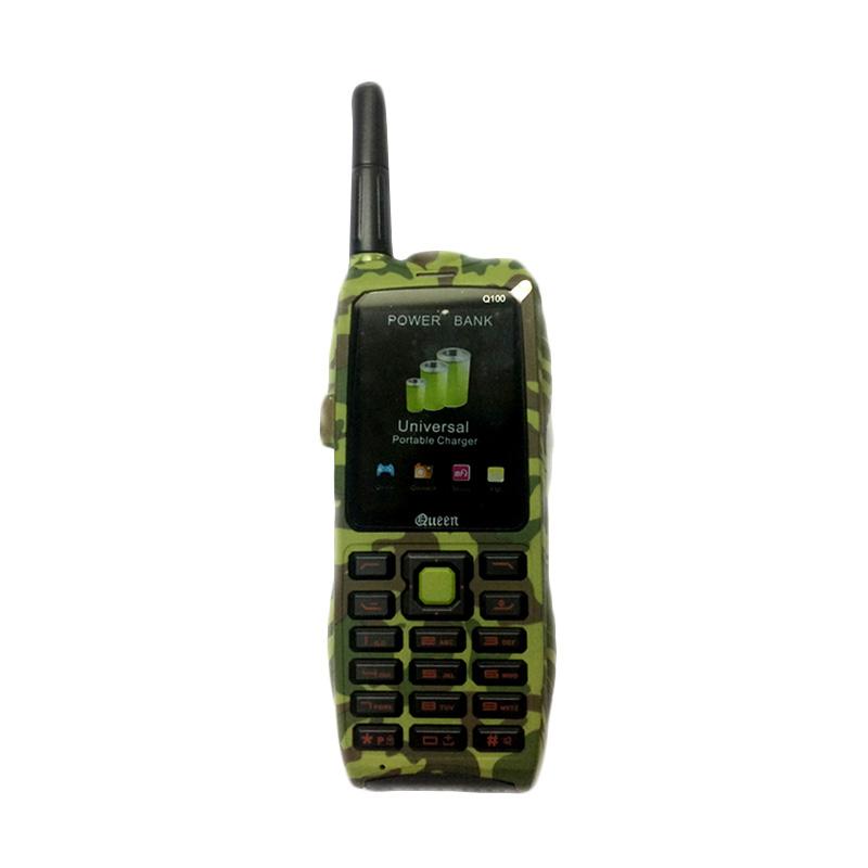 Queen Q100 Army Powerbank Handphone - Army Green [10.000 mAh]