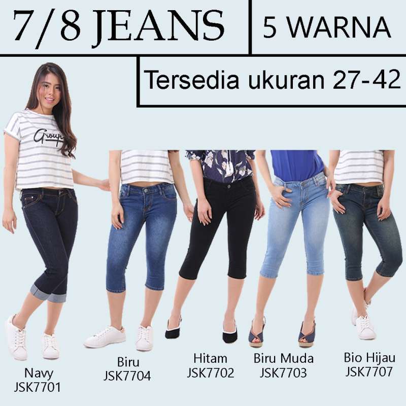 SIZE 27 42 Celana 7 8 Wanita Jeans Pendek Stretch Skinny Jeans JUMBO BIG SIZE Pensil JSK JEANS