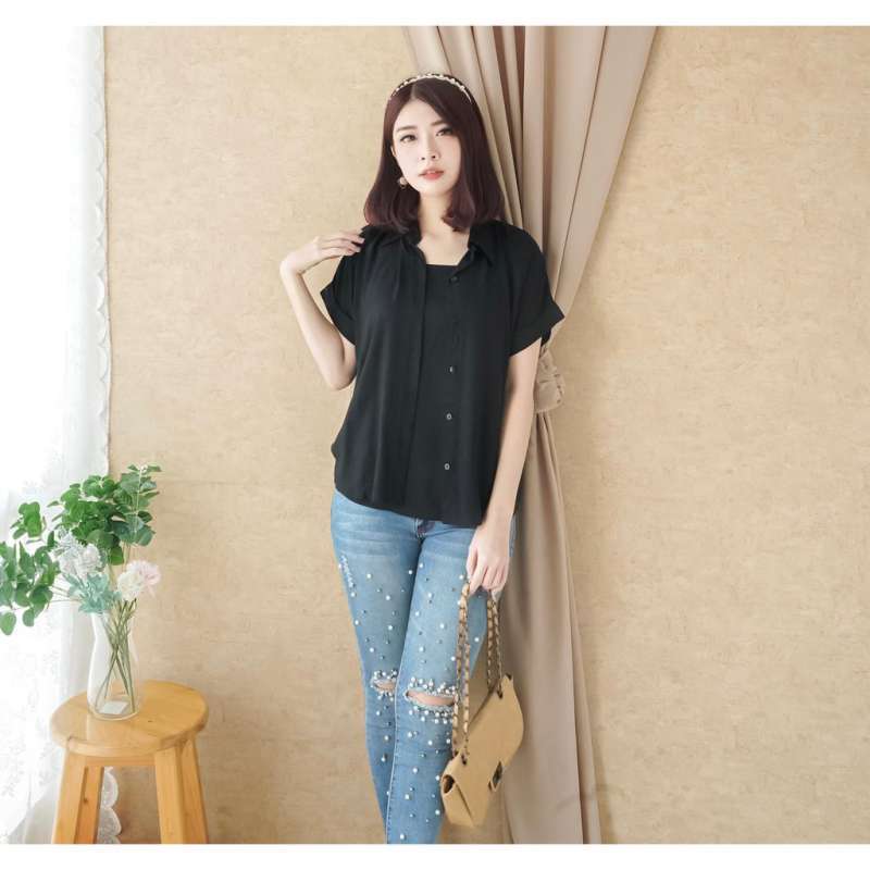 COTTONBELLS ATASAN KEMEJA CASUAL WANITA 