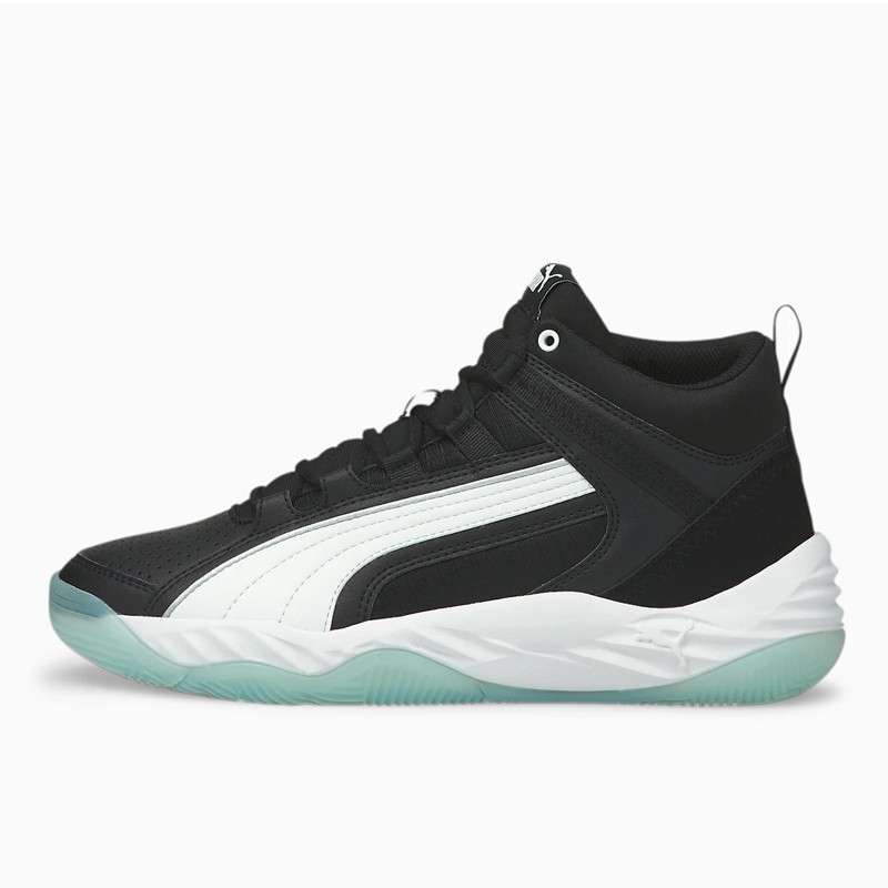 white and black puma basketball shoes