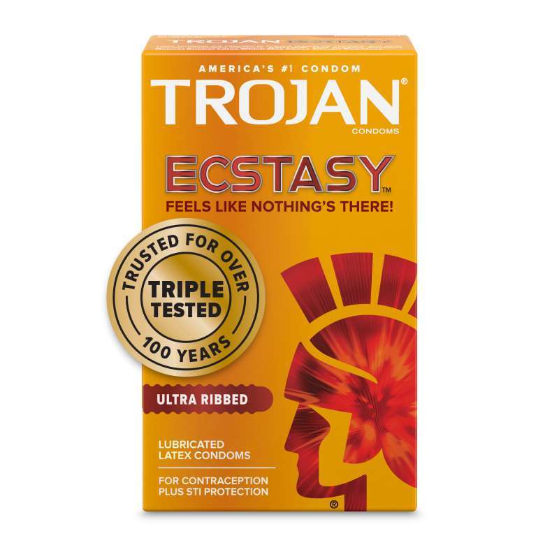 Jual Trojan Ecstasy Ultra Ribbed Lubricated Latex Condom Kondom
