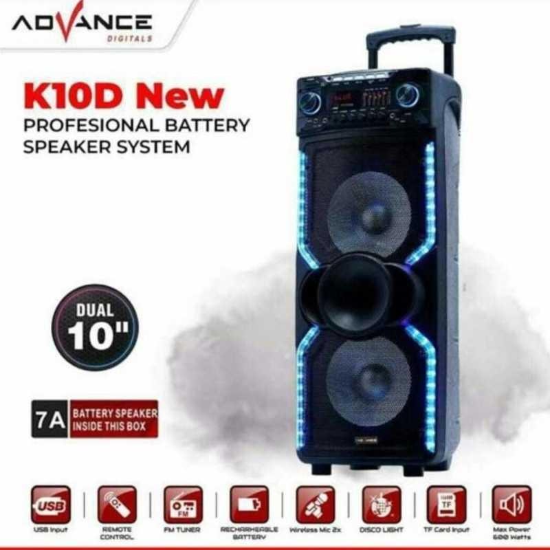 Jual Advance K10dn Speaker Portable 10 Inch 2 Mic Wireless Khusus