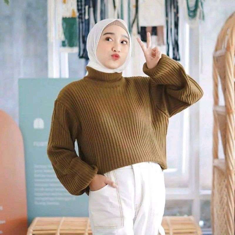 Sweater rajut turtleneck hotsell