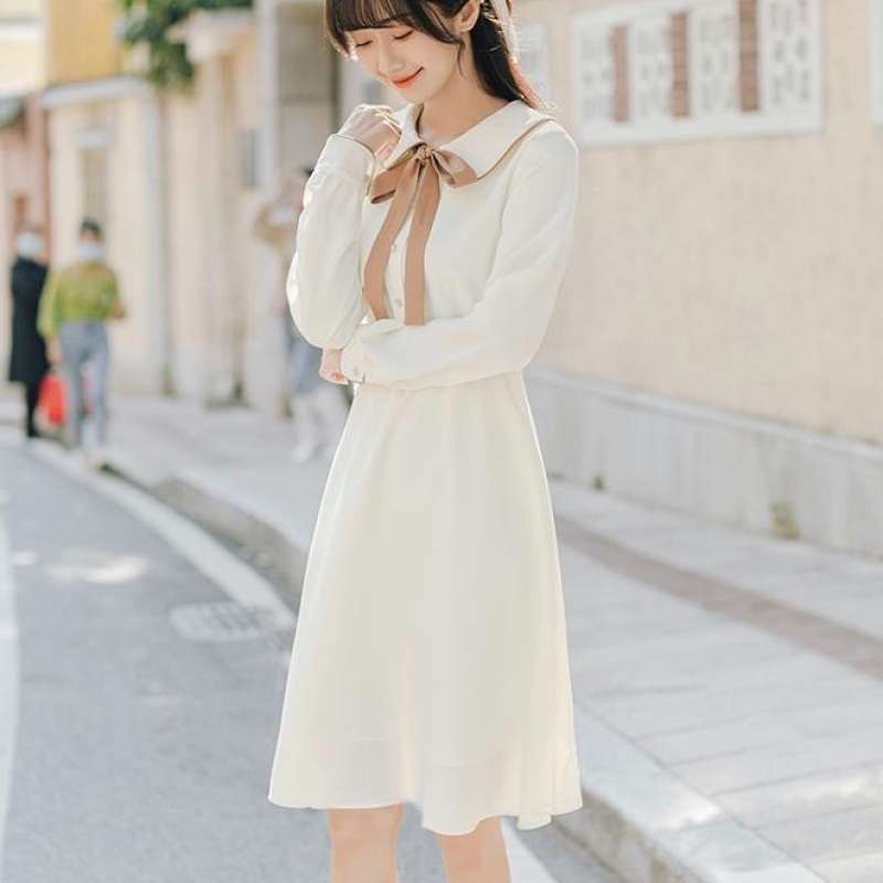 Dress korean style bruka lengan casual 