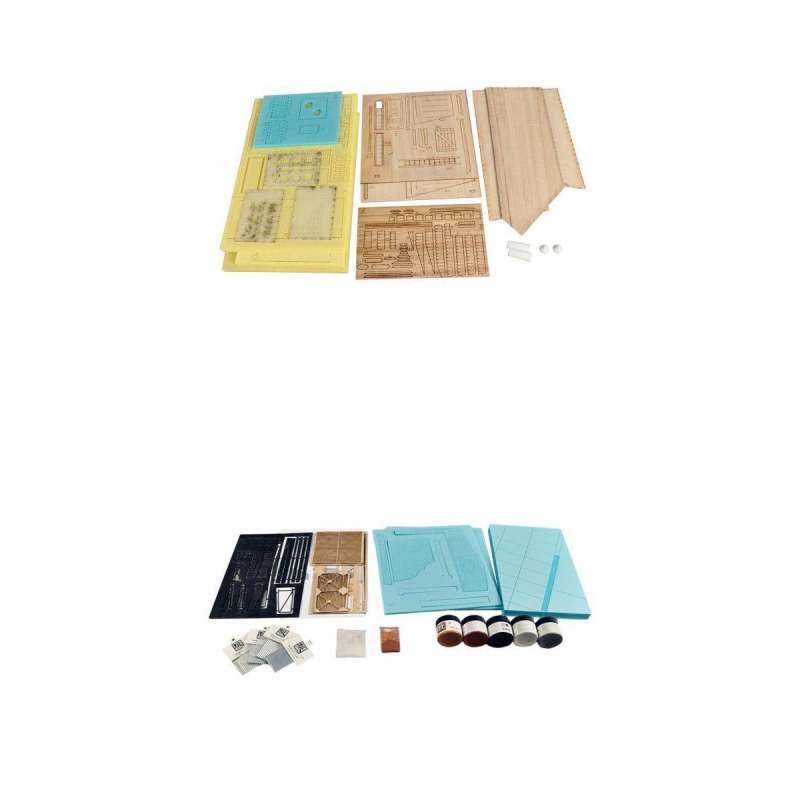 Promo 2x Wooden Dioramas Building Model 