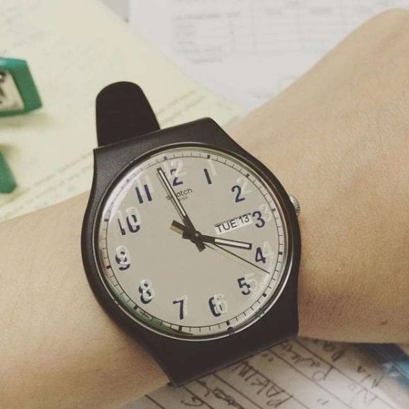 Swatch Analog Jam Tangan Karet Unisex SUOB718 SECRET SERVICE Original