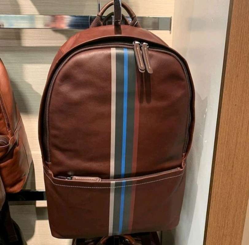 Fossil Kenton Backpack Stripe Dark Brown Leather SBG1253993 Tas Ransel Pria