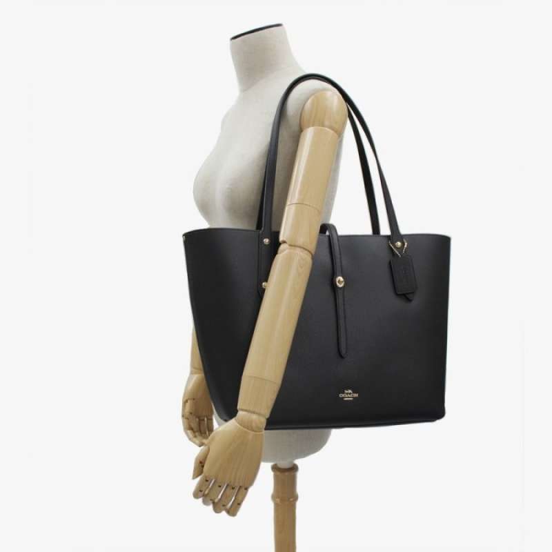 coach black leather grab bag