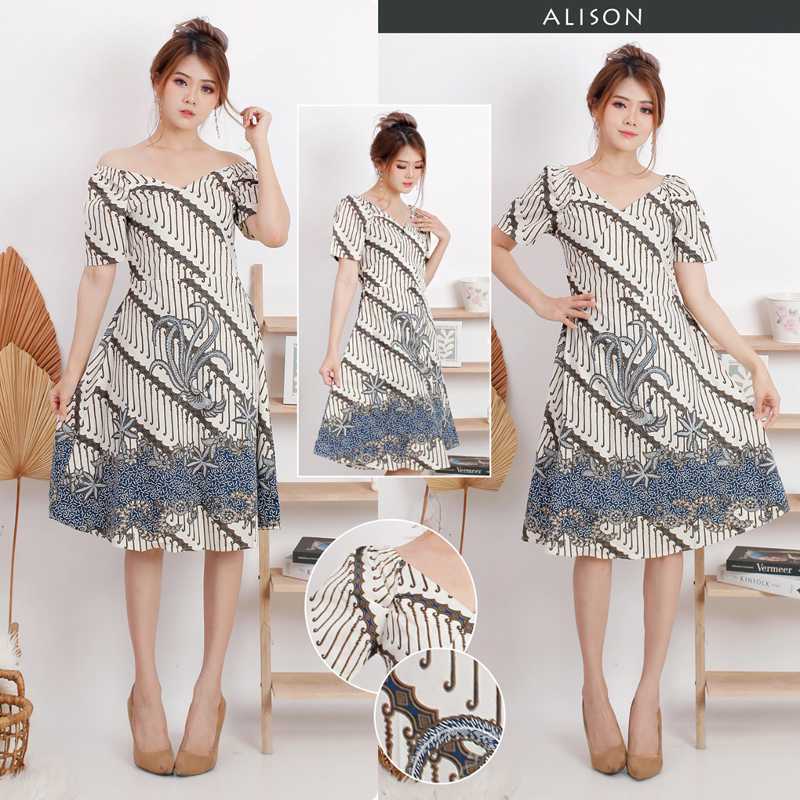 Jual Evercloth Alison Dress Batik Wanita Sabrina Dress Wanita