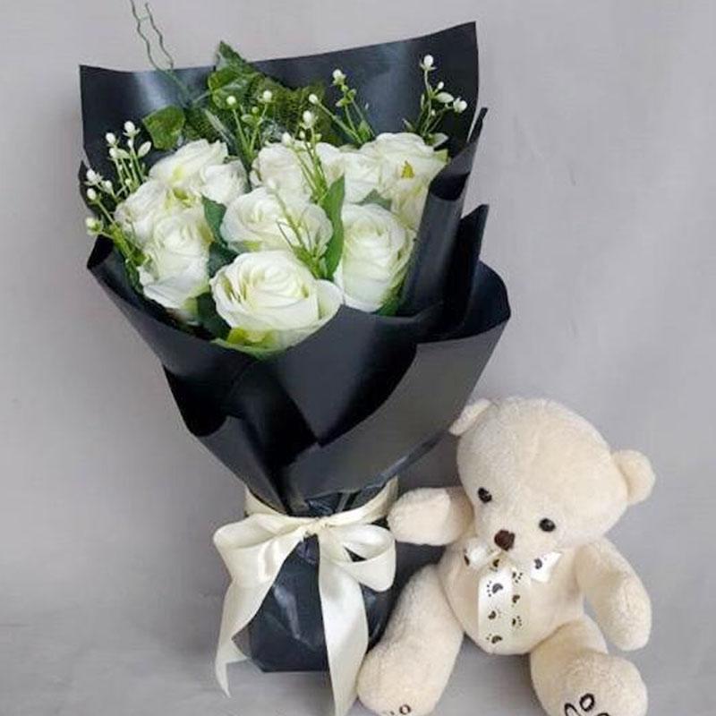 gaby bella florist white rose bouquet