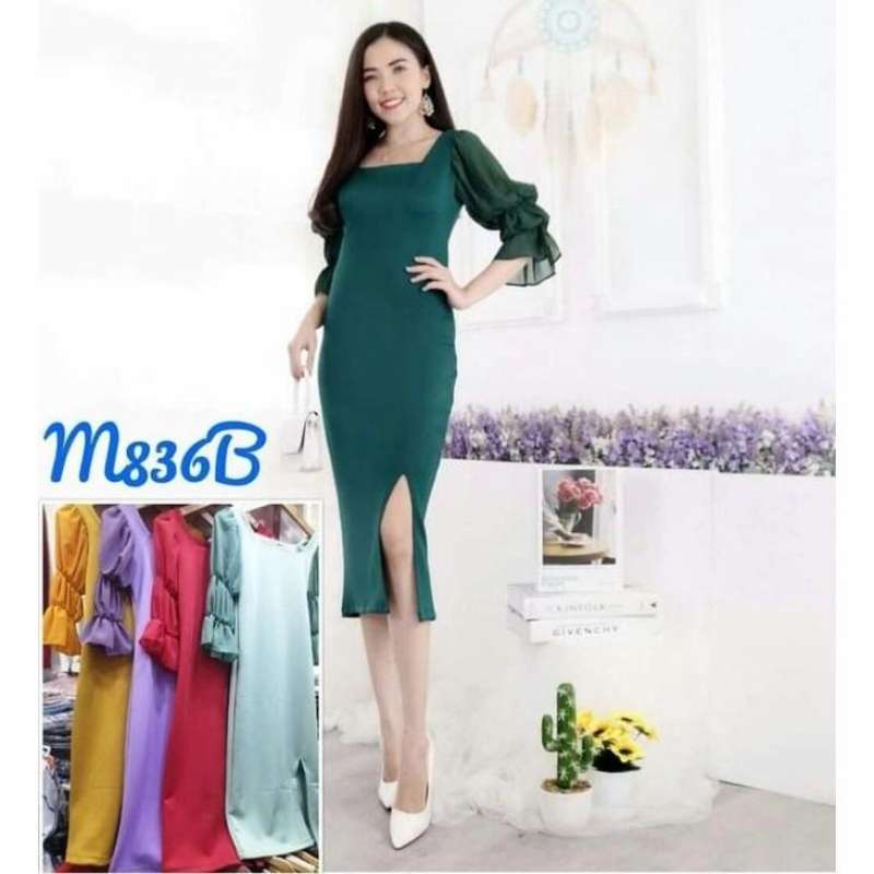Jual Long dress scuba premium sabrina maxi dress di Seller Nedia