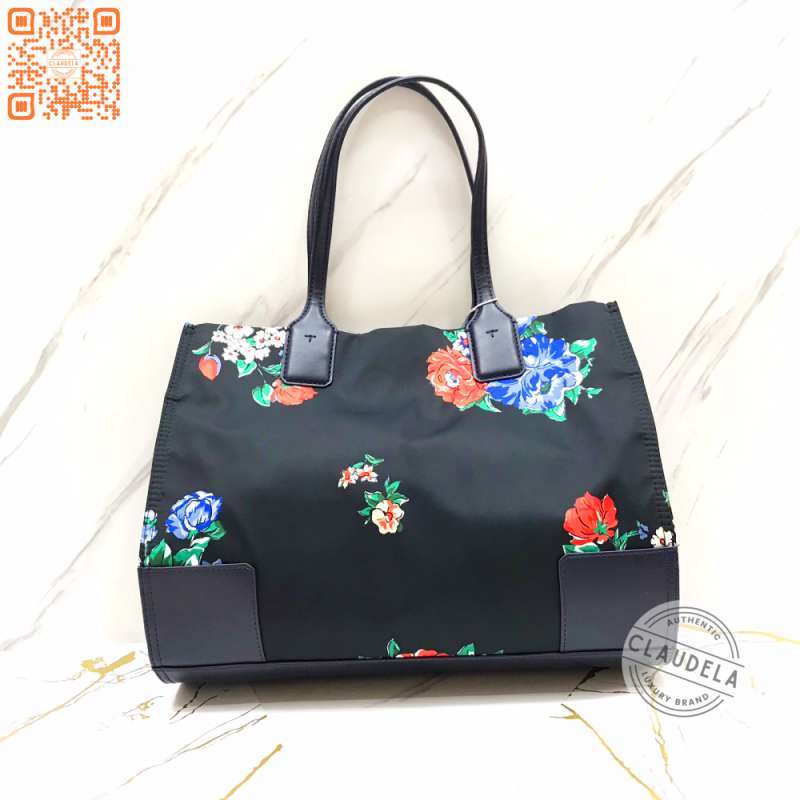 Tory burch ella tote black tea rose shop