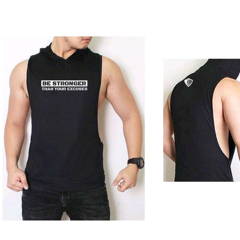 Singlet Hoodie Sweater Lowcut Gym Be Stronger Musclefit