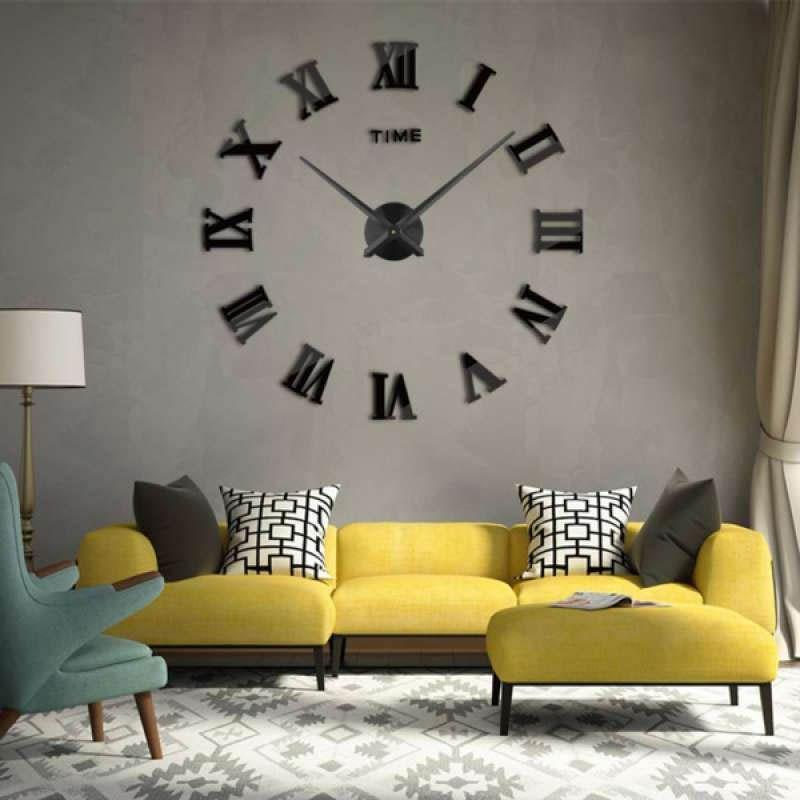 Jual Oem Modern Diy Roman Number Wall Clock 3d Mirror Surface