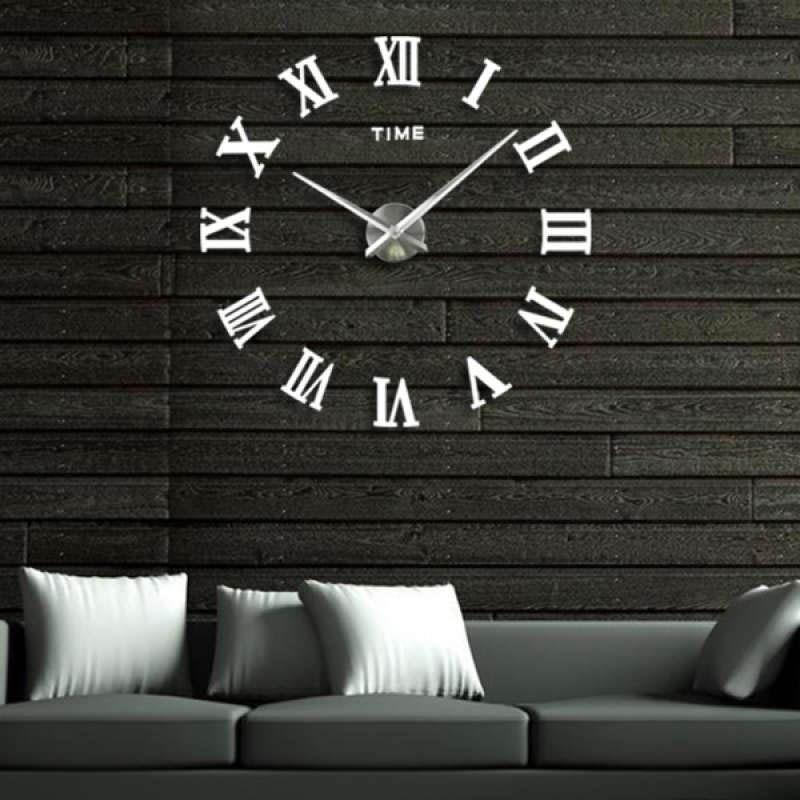 Jual Oem Modern Diy Roman Number Wall Clock 3d Mirror Surface