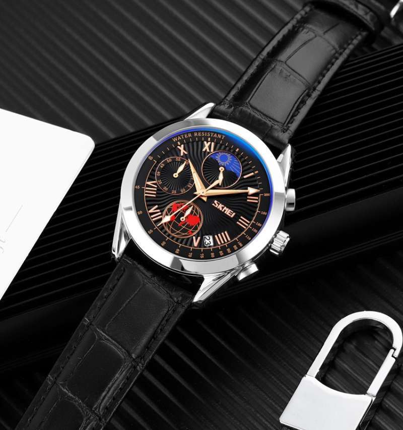 SKMEI 9236 Original Jam Tangan Pria Chrono Chronograph Kulit