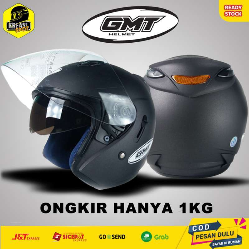Promo HELM MOTOR SNI TERBAIK GMT SOLID DOUBLE VISOR WARNA HIJAU