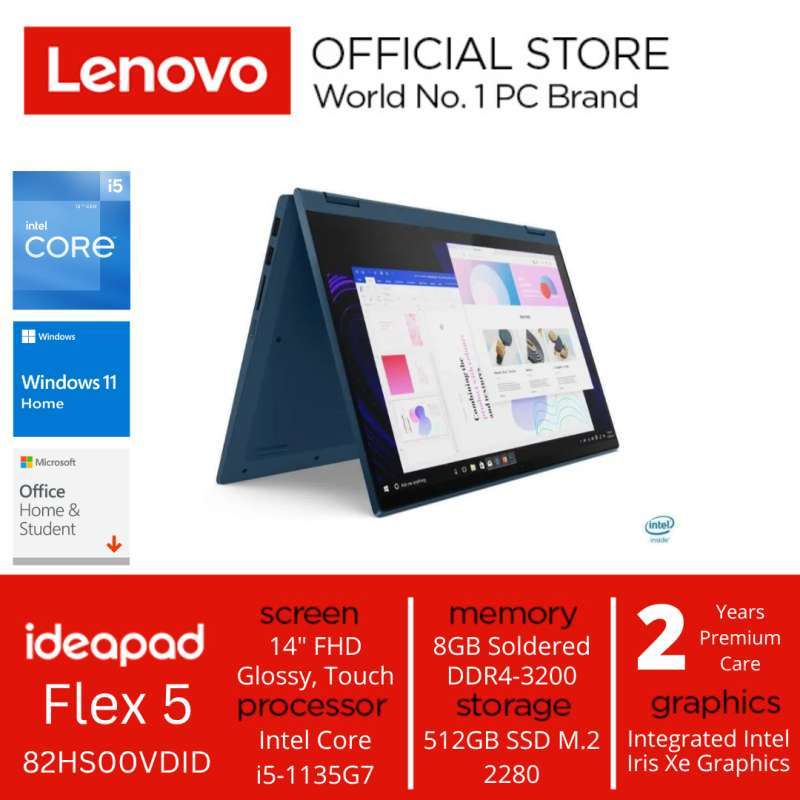 Laptop Lenovo IdeaPad Flex 14ITL05 8gb 512gb ssd 82HS00VDID windows  office original abbys blue