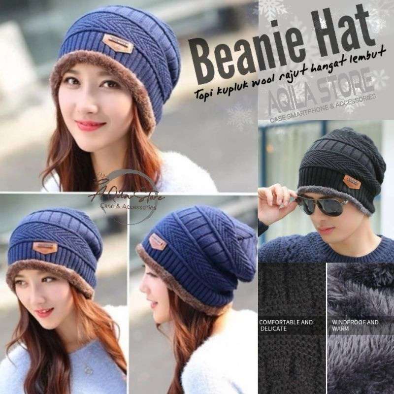 Beanie Hat Topi Kupluk Wool Rajut Hangat Lembut Pria Wanita Style Trendy