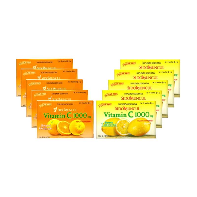 Jual Sidomuncul Vitamin C 1000 Mg Mix Rasa Lemon Sweet Orange Suplemen Kesehatan 10 Box 60 Sachet Murah Mei 21 Blibli