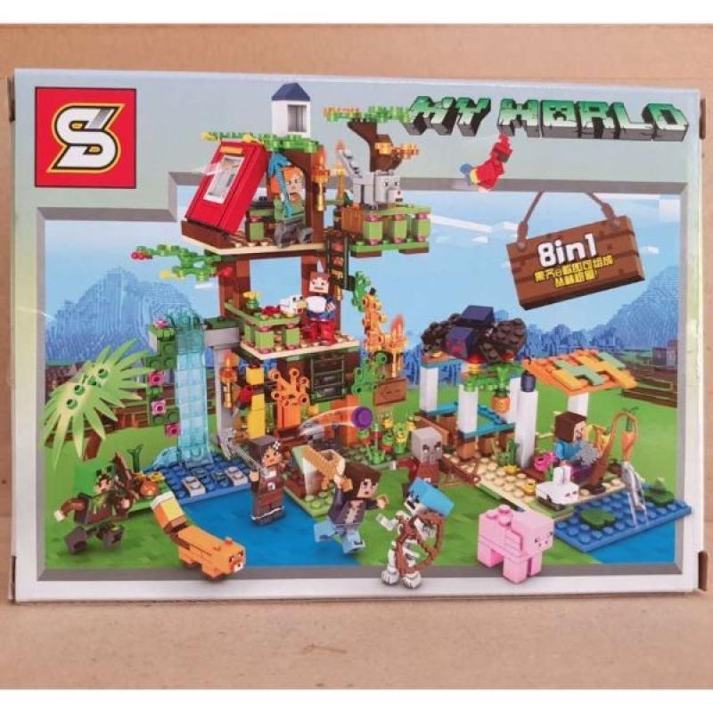 Jual Sheng Yuan Sy6186 Minecraft 8 In 1 Jungle Tree House Compatible Lego Online Februari 2021 Blibli