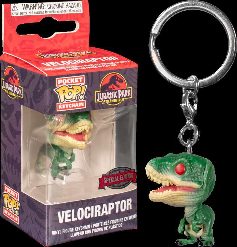 Velociraptor Red Eyes US Exclusive Pocket Pop -... RS Jurassic Park Keychain 