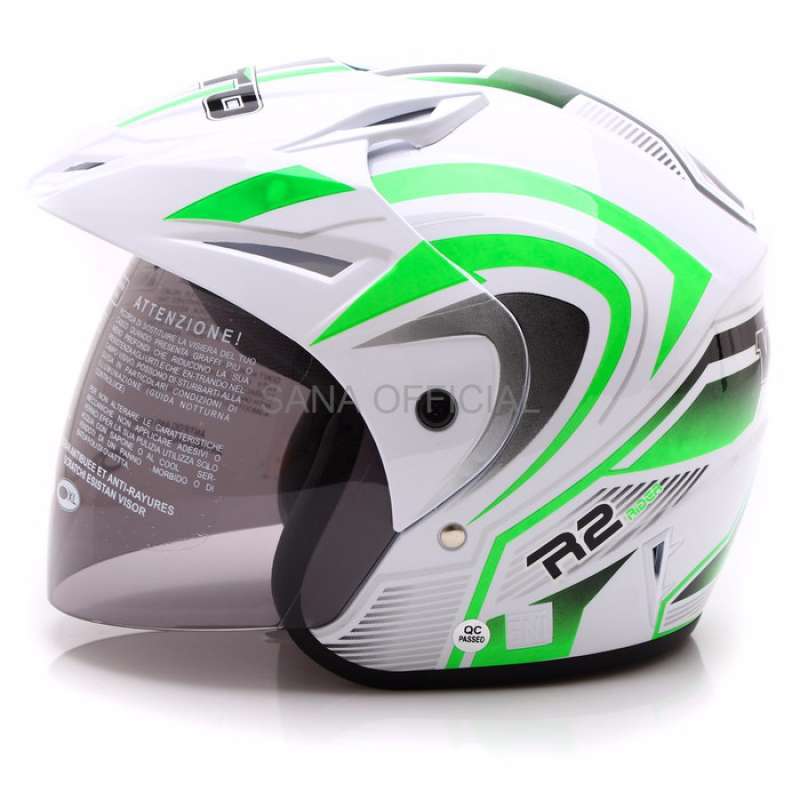 Promo Helm Kyt Helm Retro Wto Helmet Z1R Pet R2 Rider Putih Hijau