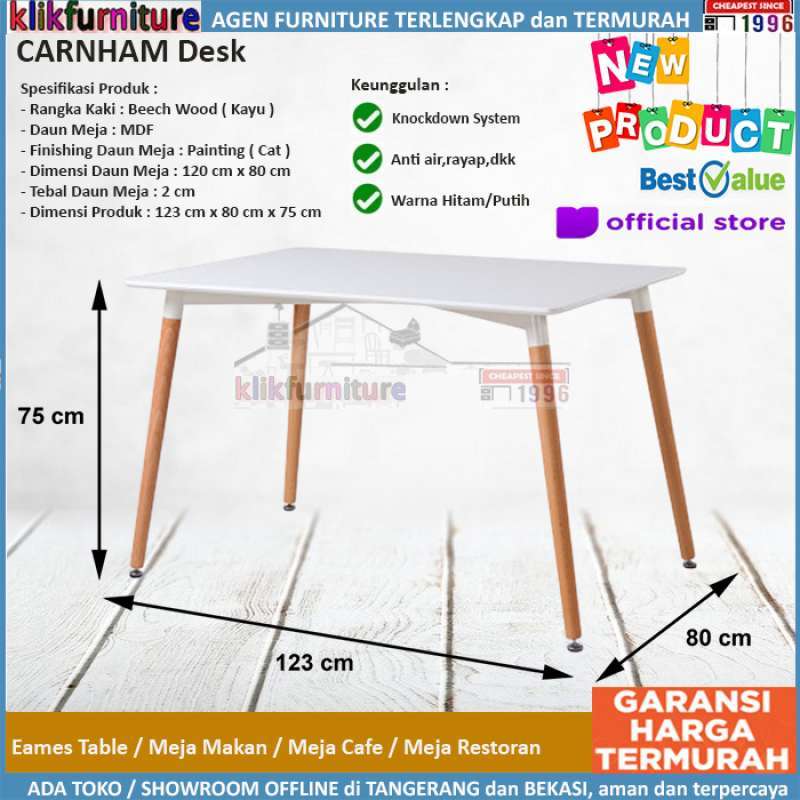Jual Meja Makan Eames Table Meja Cafe Carnham White Online September 2020 Blibli Com