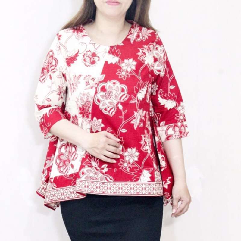 Jual Abk1 Baju Batik Wanita Lengan Pendek Model Asimetris Ikat Samping U Atasan Kerja Bhn Katun Strecth Terbaru Juni 2021 Blibli