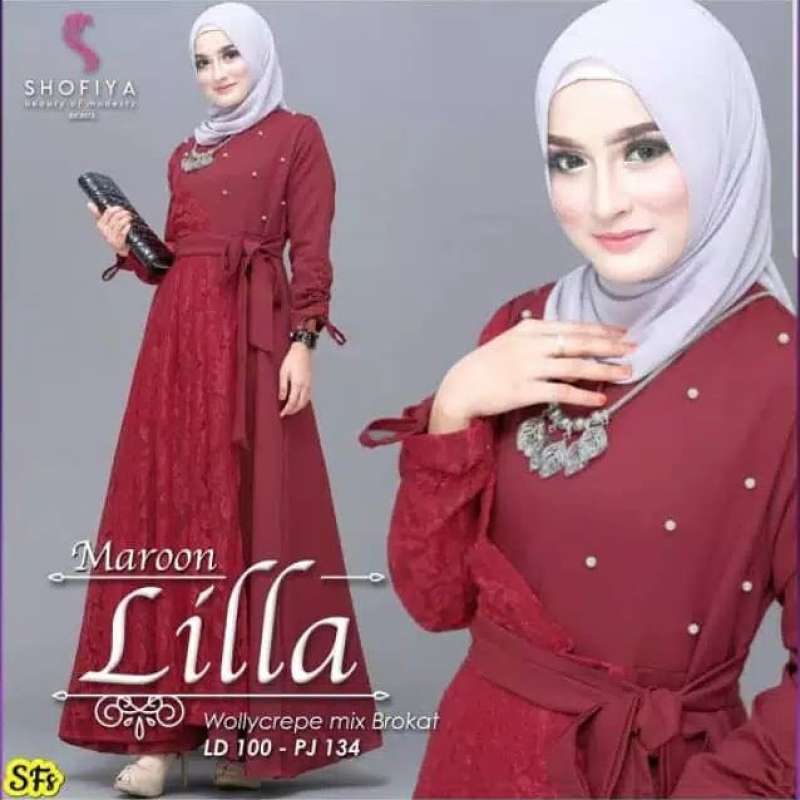 Jual Lilla Brukat Gamis Syari Plus Hijab Online Januari 2021 Blibli